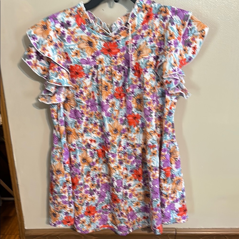 Floral Ruffle Sleeve Dress